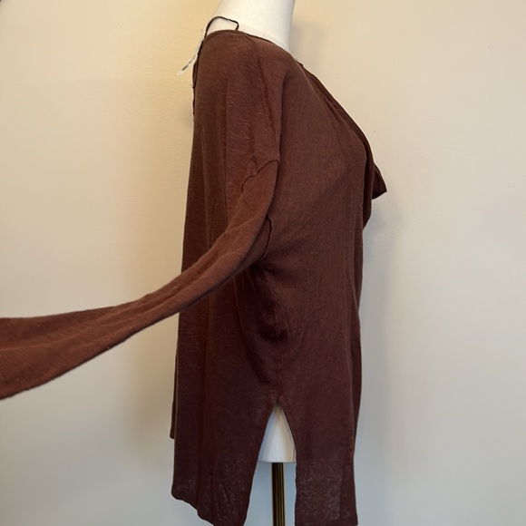 WE THE FREE x FREE PEOPLE brown linen/cotton blend sweater size extra small - Picture 7 of 10